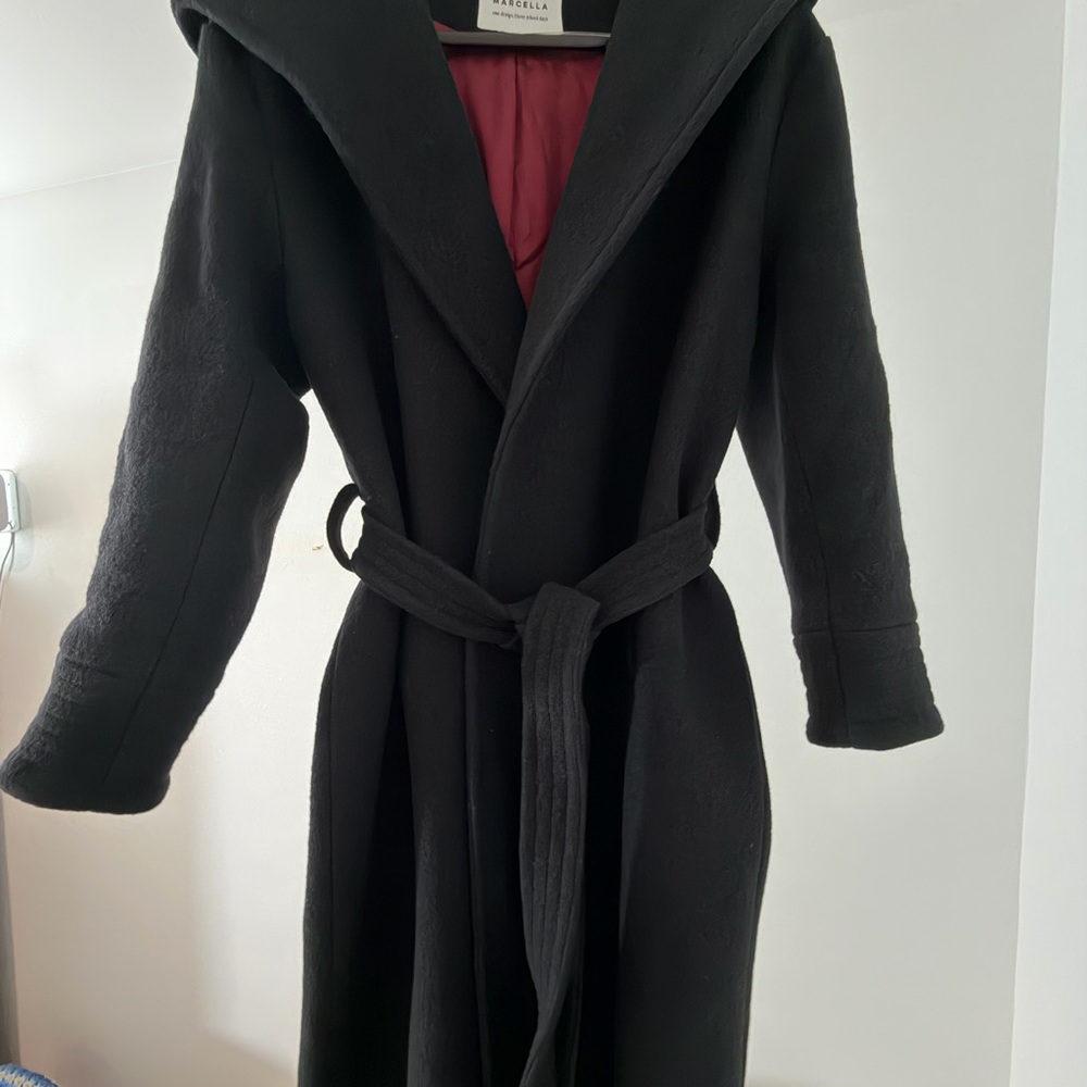 Black Pea Coat with Hood by Sinequanone
